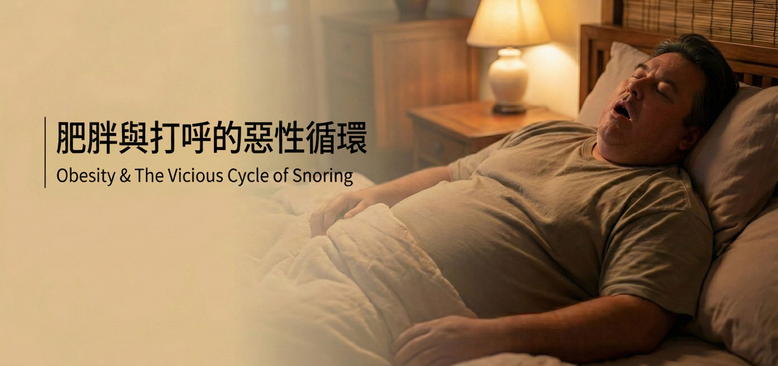 肥胖與打呼惡性循環：肥胖男性睡眠打鼾橫幅圖